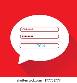 vector Login website template flat design. EPS8. red website template