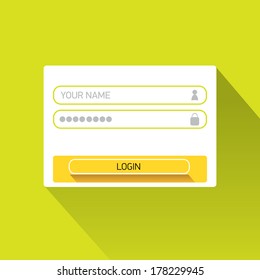 vector Login website template flat design. EPS8. green website template