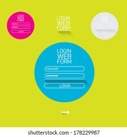 vector Login website template flat design. EPS8. green website template