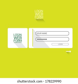 vector Login website template flat design. EPS8. green website template