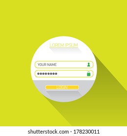 vector Login website template flat design. EPS8. green website template