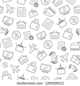 Vector Logistic business seamless patern. Delivery and distribution. Tiling textures with thin line web icons set. Abstract background for mobile app, website, presentation