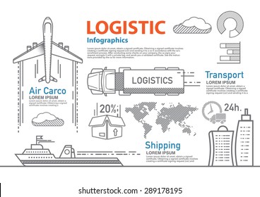 vector logistic line infographic set.