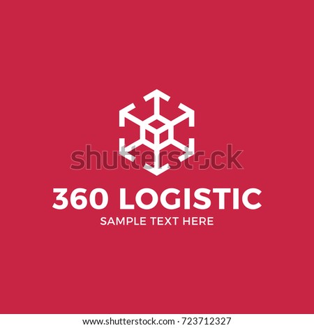 Vector logistic logo design template. Graphic package logotype, sign and symbol. Parcel box and arrows label illustration isolated on background. Modern badge for transport delivery company