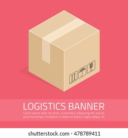 Vector logistics banner.Illustration of delivery for website or infographics. Business concept poster of online shopping and sourcing.