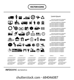 vector logistics export icon info graphic 
