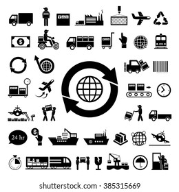vector logistics export icon set 