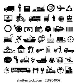 vector logistics export icon set  