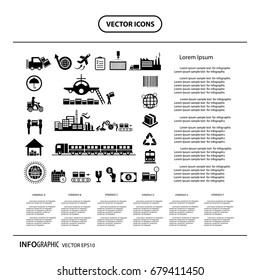 vector logistics export icons for info graphic   