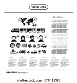 vector logistics export info graphic icons