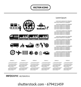 vector logistics export info graphic icons