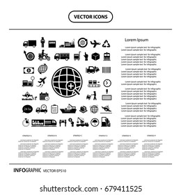vector logistics export info graphic icons
