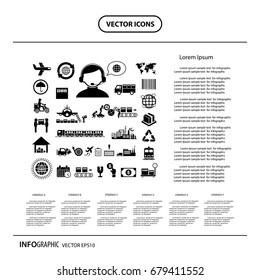 vector logistics export info graphic icons