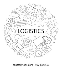 Vector logistics pattern with word. Logistics background