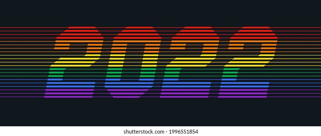 Vector logo 2022 sports lettering. 2022 gay pride month vector concept. Festive numbers design. Lettering 2022 lgbt vector concept EPS 10