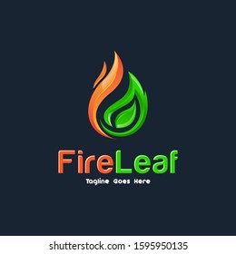 vector logo 3d fire with leaf .gradation logo. icon logo template.