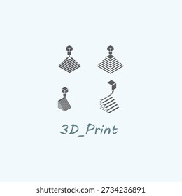 Logotipo vetorial para impressão 3d. Impressão tridimensional