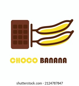 Un vector o logotipo sobre el chocolate y el plátano en un marco