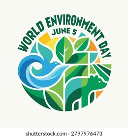 Vector logo about World Environment Day with natural green dominant color 