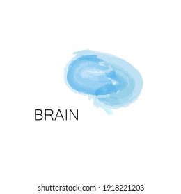 Vector logo with abstract blue brush strokes resembling human brain or water, waves