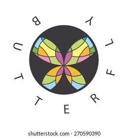 vector logo abstract butterfly in the circle