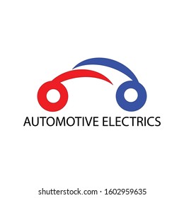Vector logo with abstract car line silhouette.  Automobile chip or scheme symbol. Design concept for diagnosis of automobile electronics, circuit board.