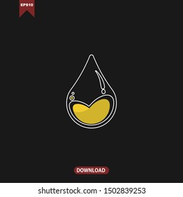 vector logo abstract with the concept of water droplets with a black background