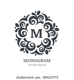 Vector logo abstract design. Vintage elegant monogram template. Decorative frame background. Concept for boutique, hotel, restaurant, floral shop, jewelry, fashion, wine, heraldic, emblem.