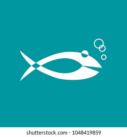 Vector logo abstract fish on blue background