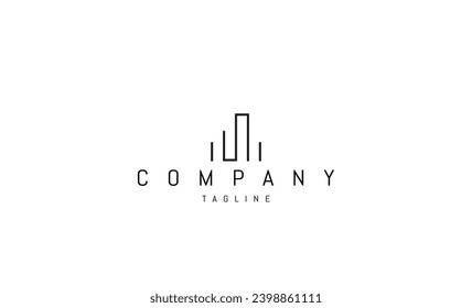 Vector logo Abstract illustration of city silhouette in a linear style.