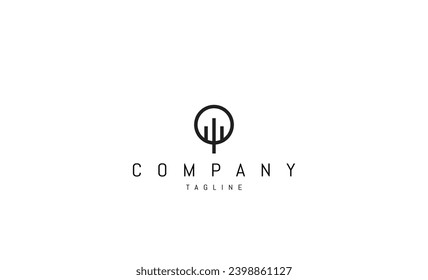Vector logo Abstract illustration of city silhouette in a linear circle style.
