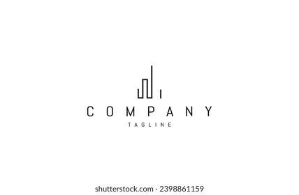 Vector logo Abstract illustration of city silhouette in a linear style.