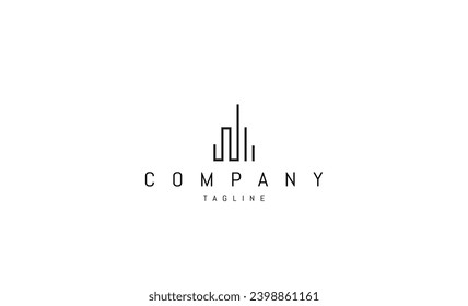 Vector logo Abstract illustration of city silhouette in a linear style.