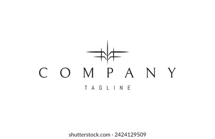 Vector logo with an abstract image of airplane wings in a linear style.