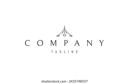 Vector logo with an abstract image of an airplane in a linear style.