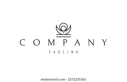 Vector logo with an abstract image of the alchemical symbol of the moon and sun.