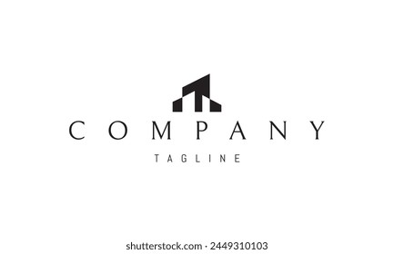 A vector logo with an abstract image of an architectural ensemble in a white space style.