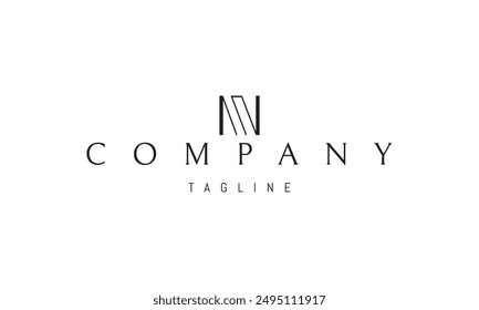 Vector logo with an abstract image of a bookshelf in the shape of the letter N.