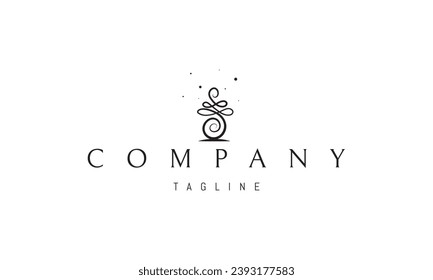 Vector logo with an abstract image of a bottle of perfume in a linear style.