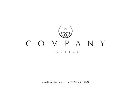 A vector logo with an abstract image of a bowl of leaves with a moon at the base.