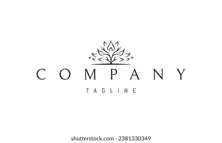 A vector logo with an abstract image of a branchy tree with a drop in the middle.