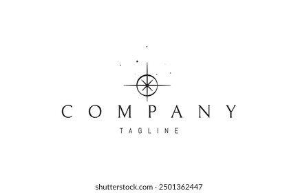 Vector logo with an abstract image of a bright star against the background of an eclipse.