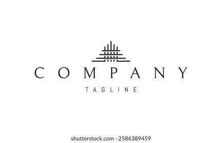 Vector logo with an abstract image of a building made of columns.