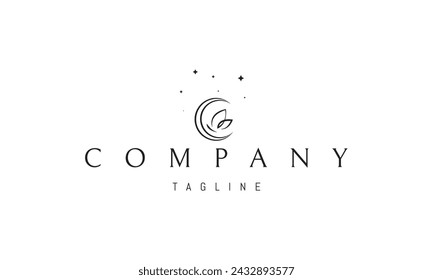 A vector logo with an abstract image of a butterfly on a background of the moon and stars.