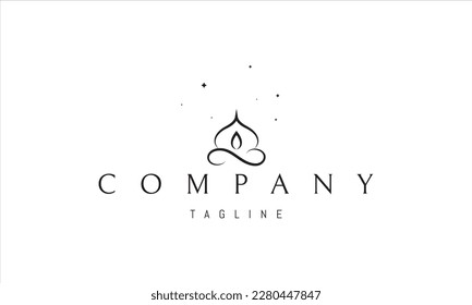 Vector logo with an abstract image of a candle under a dome with an infinity sign below.