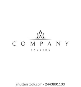 A vector logo with an abstract image of a candle flame in the form of a leaf.
