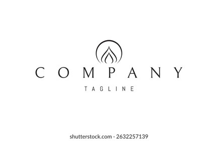 Vector logo with an abstract image of a candle flame in a circle.