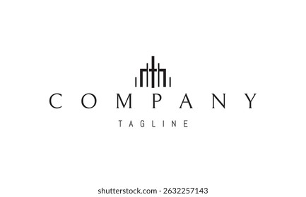 Vector logo with an abstract image of columns in the form of a house.