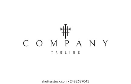 A vector logo with an abstract image of a cross on a lattice background.