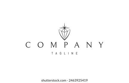 A vector logo with an abstract image of a diamond with a shining star above it.